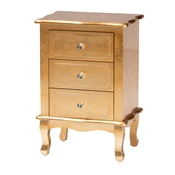 Baxton Studio Newton Classic and Traditional Gold Finsihed Wood 3-Drawer Nightstand